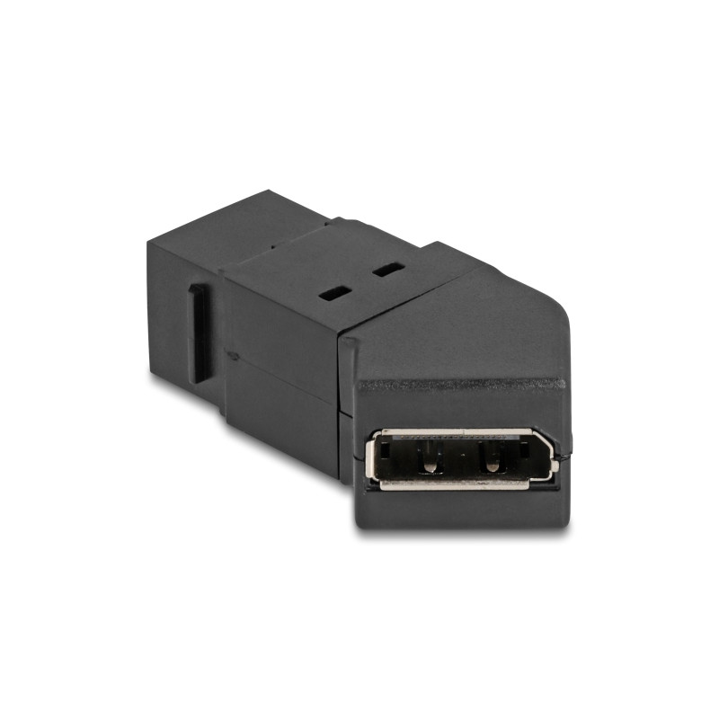 Delock Keystone Modul Mini DisplayPort Einbaubuchse zu DisplayPort Buchse 45° gewinkelt 8K 30 Hz schwarz