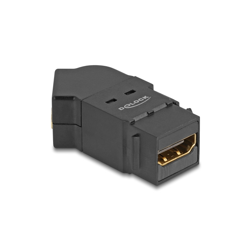 Delock Keystone Modul HDMI Einbaubuchse zu HDMI Buchse 45° gewinkelt 8K 60 Hz schwarz