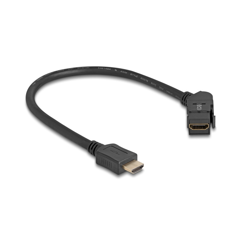 Delock Keystone Modul HDMI Einbaubuchse 45° gewinkelt zu HDMI Stecker mit 30 cm Kabel 8K 60 Hz schwarz
