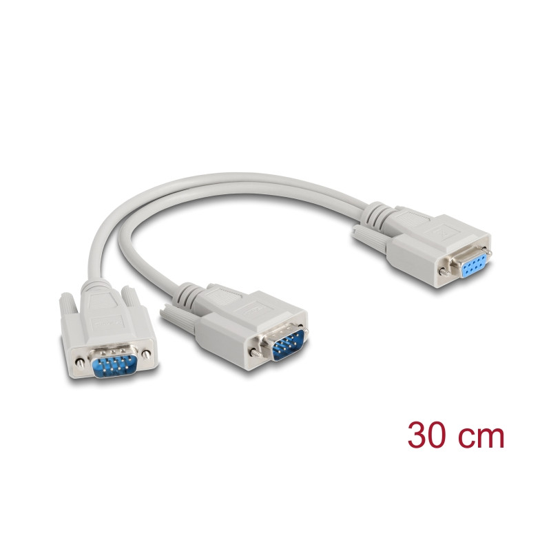 Delock Adapter Y-Kabel D-Sub9 1 x Buchse zu 2 x Stecker mit Schrauben 30 cm