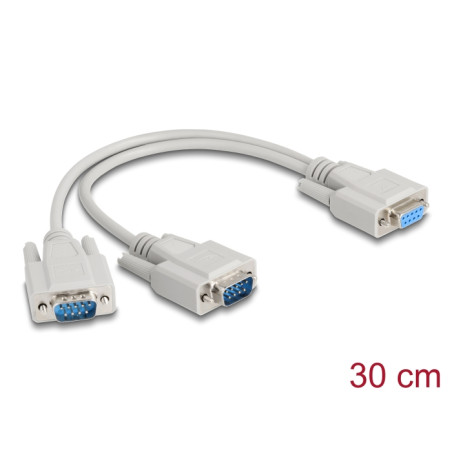 Delock Adapter Y-Kabel D-Sub9 1 x Buchse zu 2 x Stecker mit Schrauben 30 cm