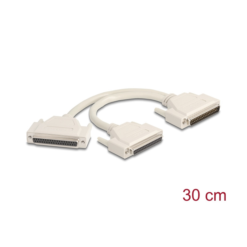 Delock Adapter Y-Kabel Splitter D-Sub 37 Pin Stecker zu 2 x D-Sub 37 Pin Buchse mit Schrauben 30 cm