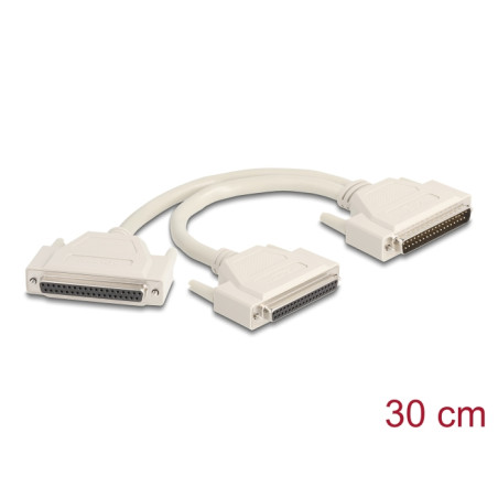 Delock Adapter Y-Kabel Splitter D-Sub 37 Pin Stecker zu 2 x D-Sub 37 Pin Buchse mit Schrauben 30 cm