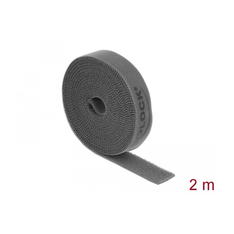 Delock Klettband auf Rolle L 2 m x B 15 mm grau