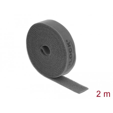 Delock Klettband auf Rolle L 2 m x B 15 mm grau