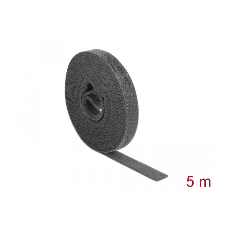 Delock Klettband auf Rolle L 5 m x B 15 mm grau
