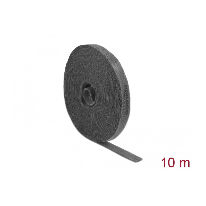 Delock Klettband auf Rolle L 10 m x B 15 mm grau