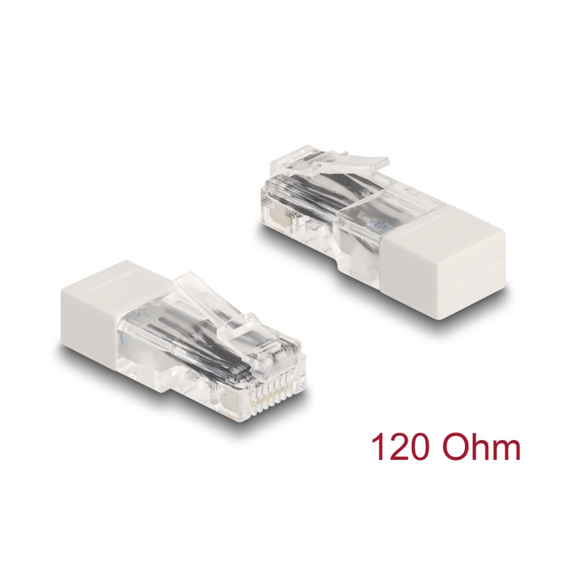 Delock RJ45 Stecker mit Abschlusswiderstand 120 Ohm weiß
