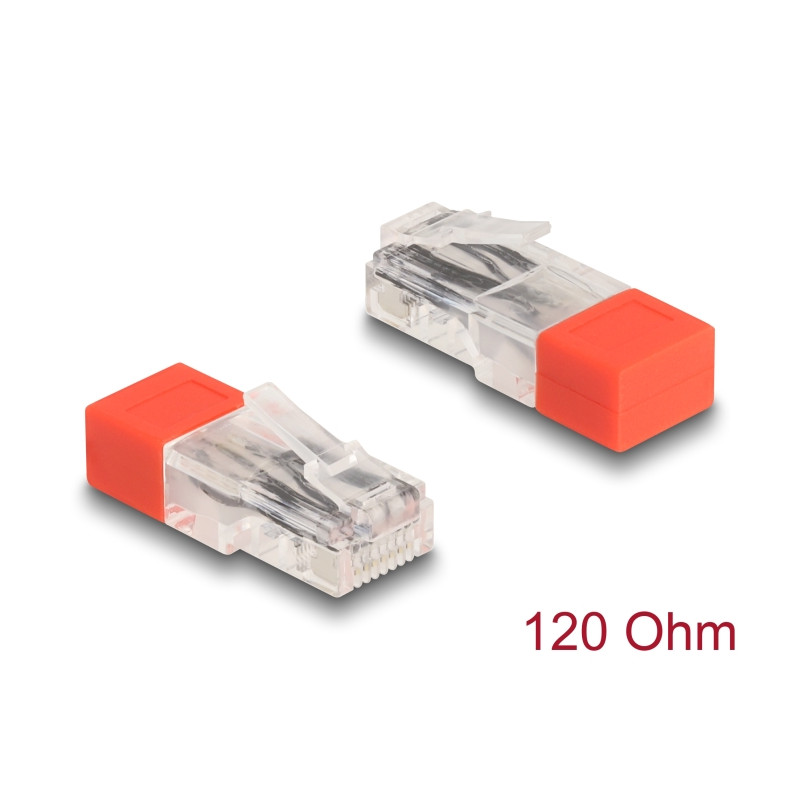 Delock RJ45 Stecker mit Abschlusswiderstand 120 Ohm rot