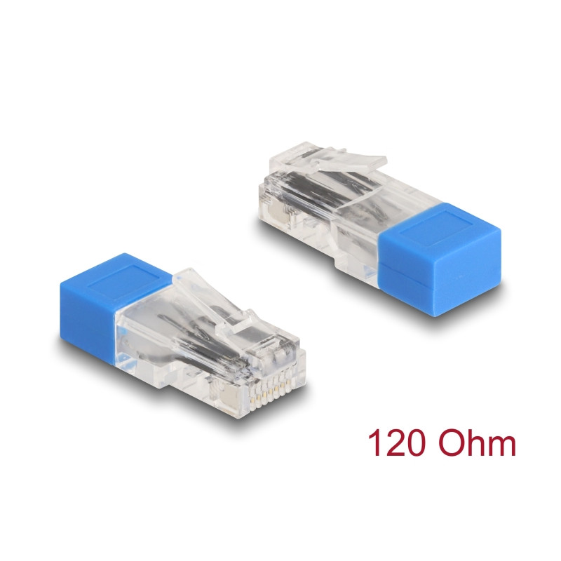 Delock RJ45 Stecker mit Abschlusswiderstand 120 Ohm blau