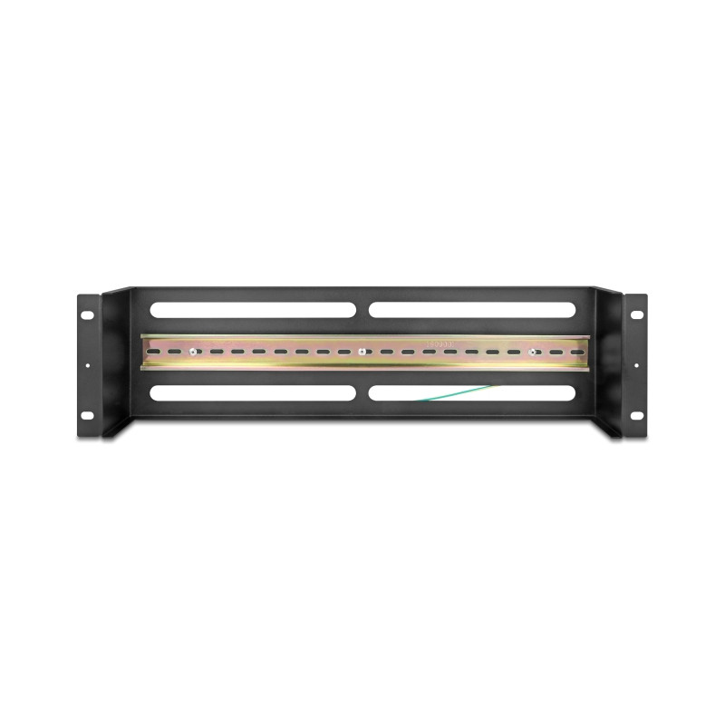 Delock 19″ Schutzschalterleiste mit Abdeckung und Hutschiene 3 HE Metall schwarz