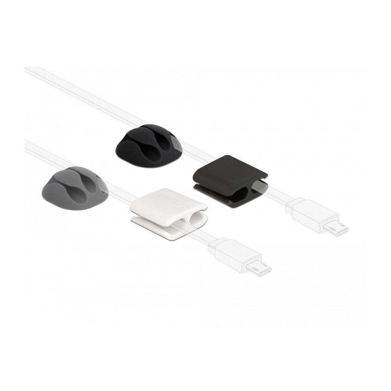 Delock Kabelhalter und Kabelclip Set 4 Stück
