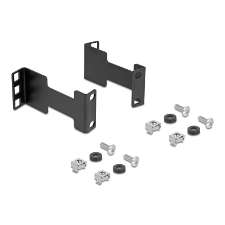 Delock Server Rack Tiefenerweiterung Adapter Montagekit zur Verlängerung der Montagetiefe bis 10 cm 1 HE schwarz