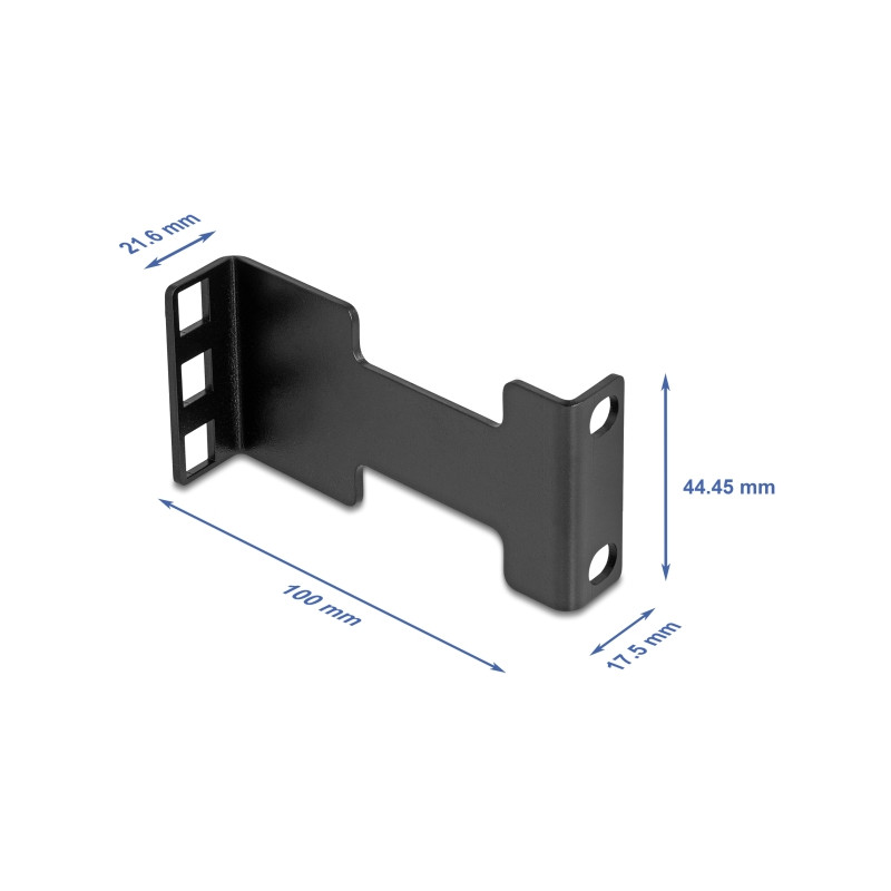 Delock Server Rack Tiefenerweiterung Adapter Montagekit zur Verlängerung der Montagetiefe bis 10 cm 1 HE schwarz