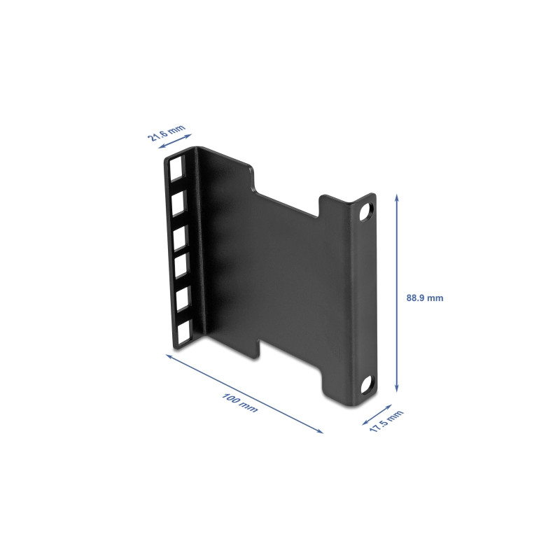 Delock Server Rack Tiefenerweiterung Adapter Montagekit zur Verlängerung der Montagetiefe bis 10 cm 2 HE schwarz