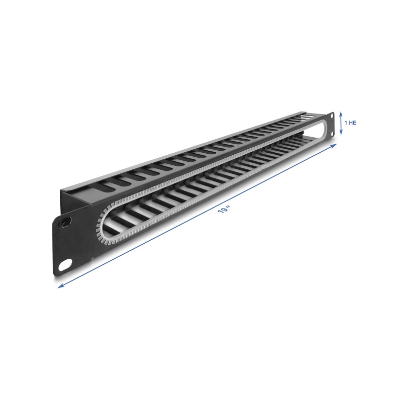 Delock 19″ 1 HE Kabelmanagement Rangierpanel mit Öffnung und Kantenschutz schwarz
