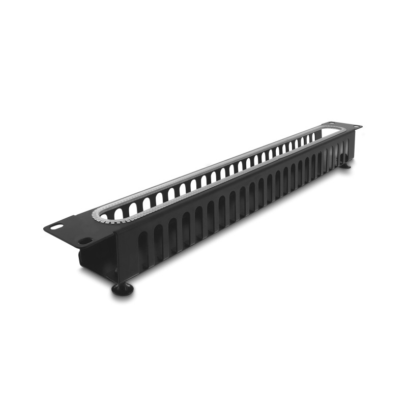 Delock 19″ 1 HE Kabelmanagement Rangierpanel mit Öffnung und Kantenschutz schwarz