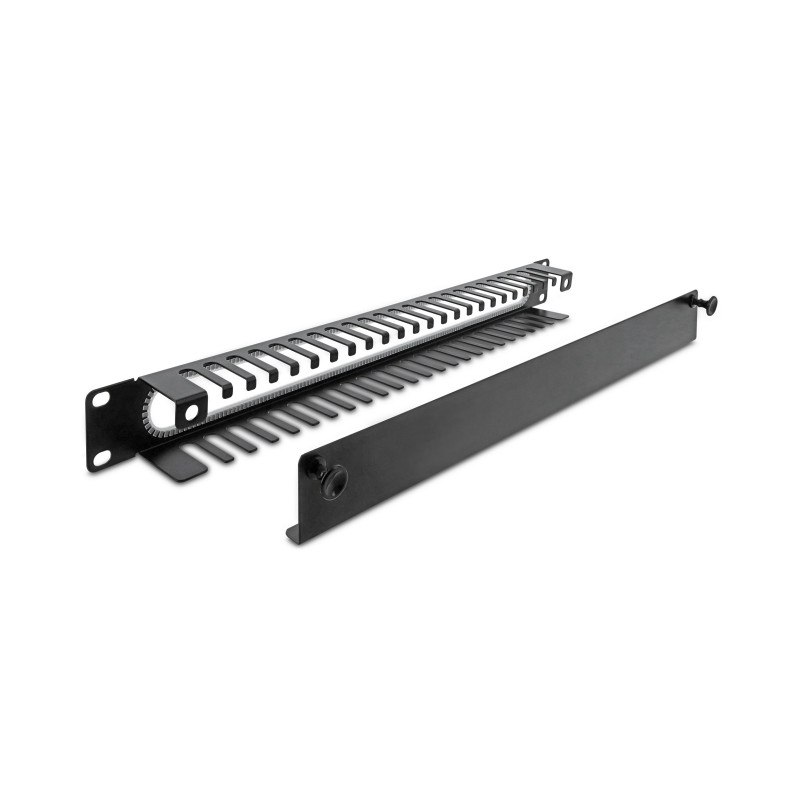 Delock 19″ 1 HE Kabelmanagement Rangierpanel mit Öffnung und Kantenschutz schwarz