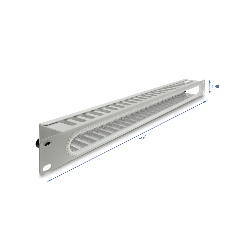 Delock 19″ 1 HE Kabelmanagement Rangierpanel mit Öffnung und Kantenschutz grau