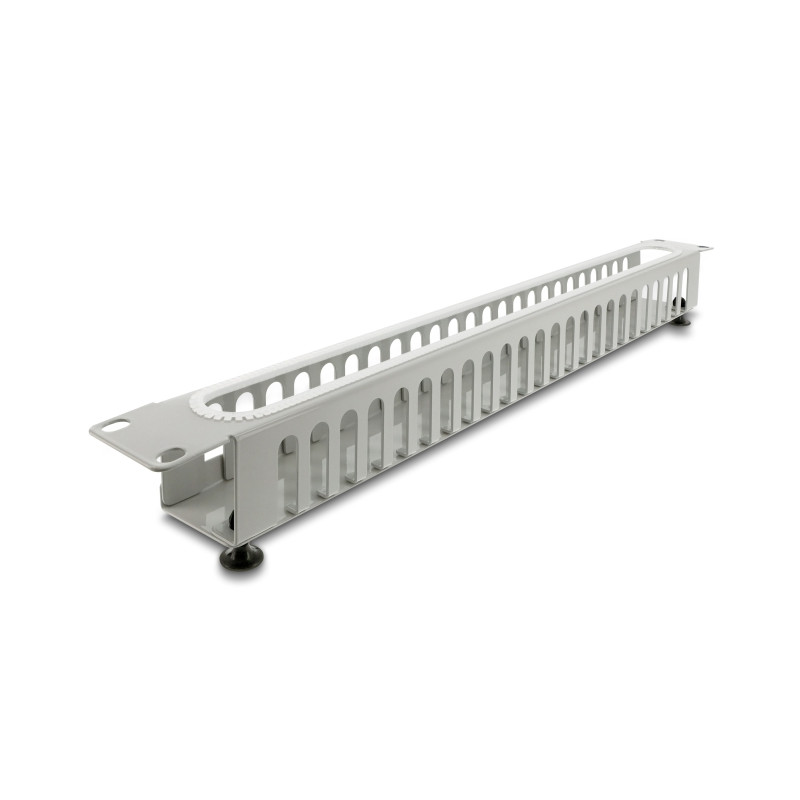 Delock 19″ 1 HE Kabelmanagement Rangierpanel mit Öffnung und Kantenschutz grau
