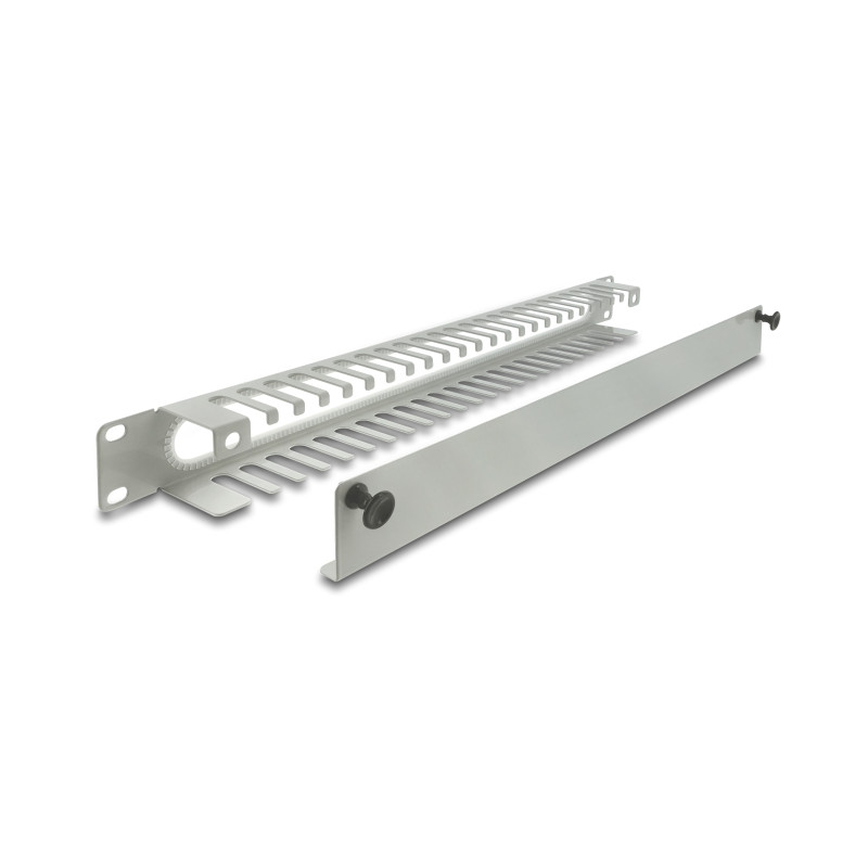Delock 19″ 1 HE Kabelmanagement Rangierpanel mit Öffnung und Kantenschutz grau