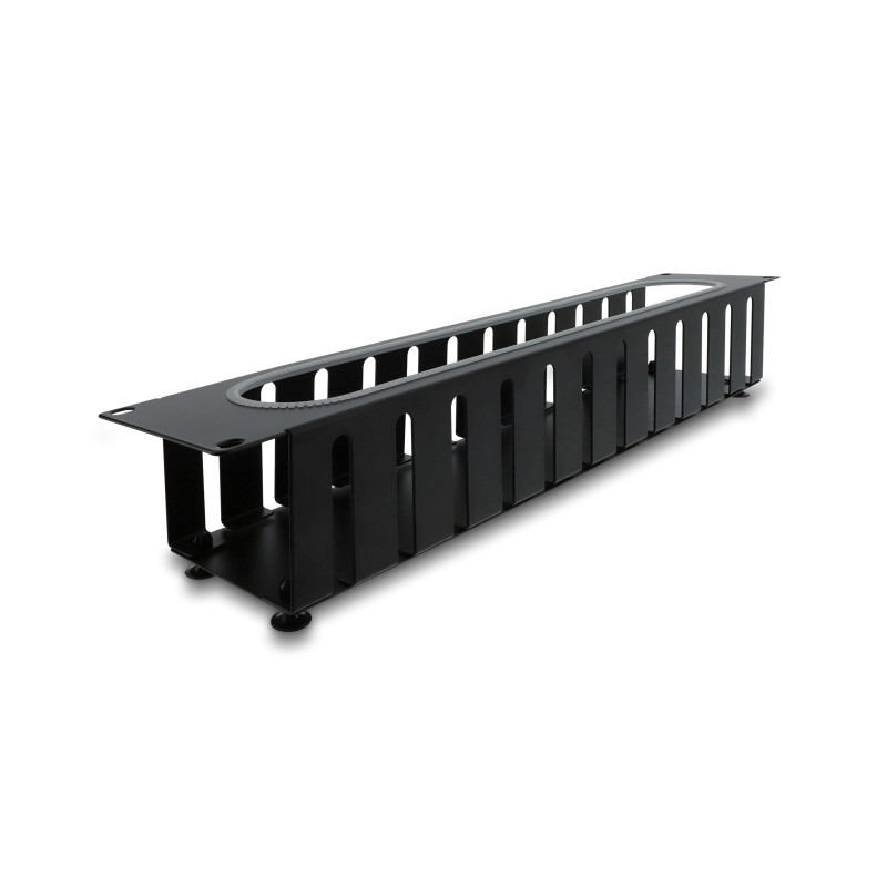 Delock 19″ 2 HE Kabelmanagement Rangierpanel mit Öffnung und Kantenschutz schwarz
