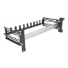 Delock 19″ Schutzschalterleiste mit Abdeckung, Kabelzugentlastungsschiene und tiefenverstellbarer Hutschiene 3 HE Metall schwarz