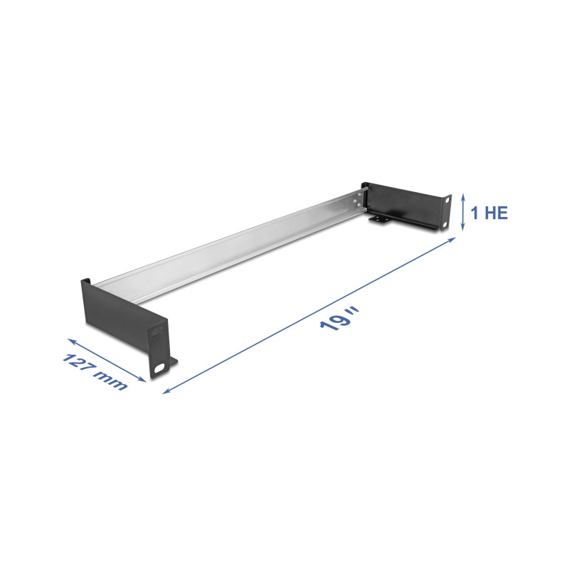 Delock 19″ Hutschienenpanel zum Einbau horizontal oder vertikal 1HE Metall schwarz