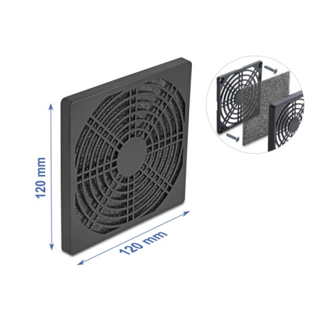 Delock Lüftergitter mit Staubfilter 120 x 120 mm schwarz