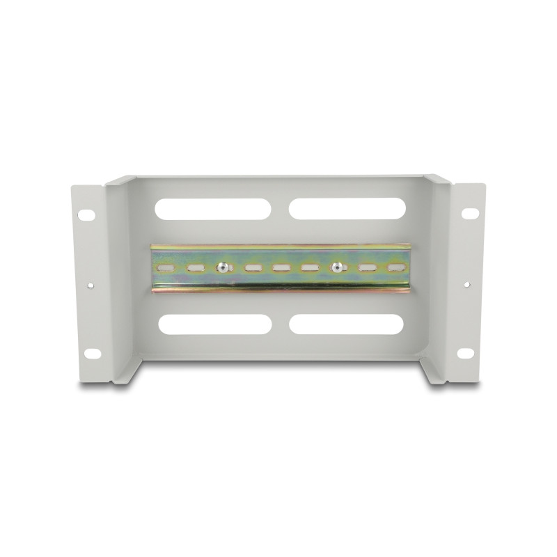 Delock 10″ Schutzschalterleiste mit Abdeckung und Hutschiene 3 HE Metall grau