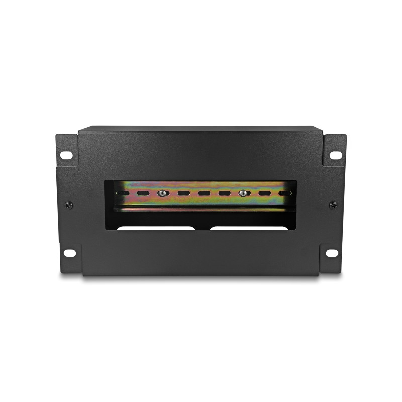Delock 10″ Schutzschalterleiste mit Abdeckung und Hutschiene 3 HE Metall schwarz
