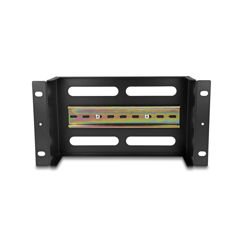 Delock 10″ Schutzschalterleiste mit Abdeckung und Hutschiene 3 HE Metall schwarz
