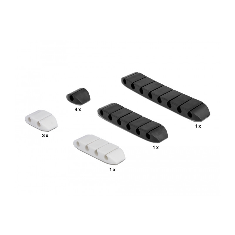 Delock Kabelhalter trapezförmig selbstklebend Kombi Set 10 Stück schwarz / weiß