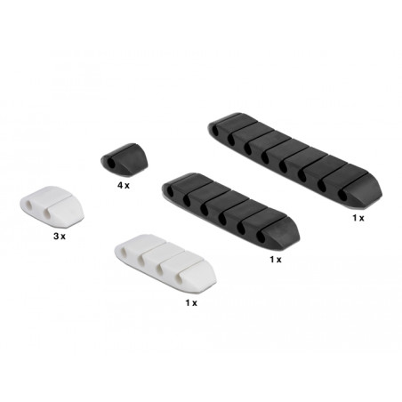 Delock Kabelhalter trapezförmig selbstklebend Kombi Set 10 Stück schwarz / weiß