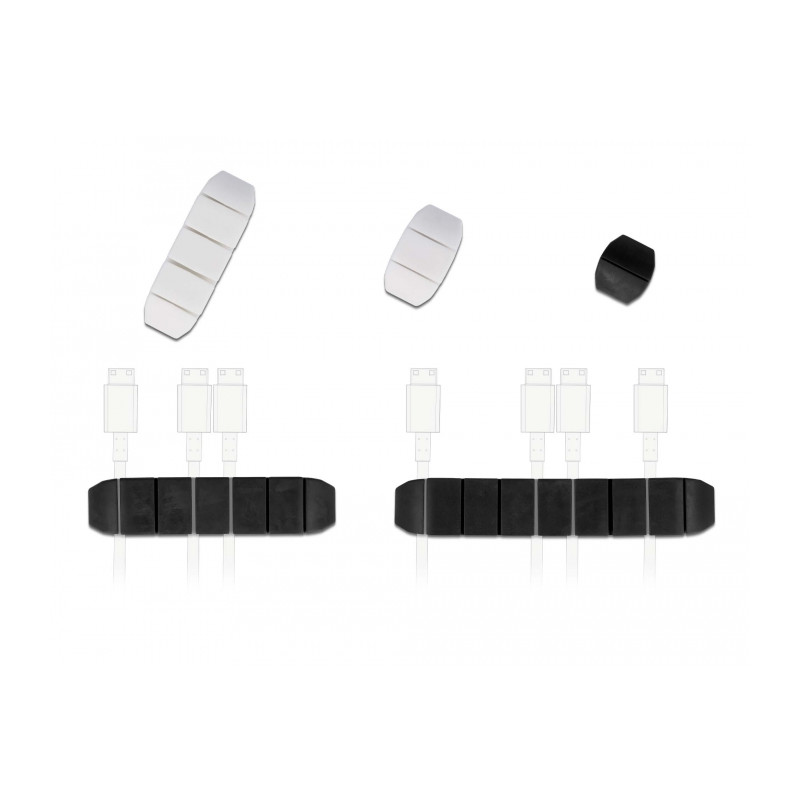 Delock Kabelhalter trapezförmig selbstklebend Kombi Set 10 Stück schwarz / weiß