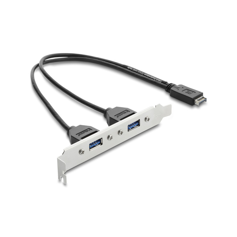Delock USB Typ-E Key A Stecker zu 2 x USB 5 Gbps Typ-A Buchse mit Slotblech Anschlusskabel 35,5 cm
