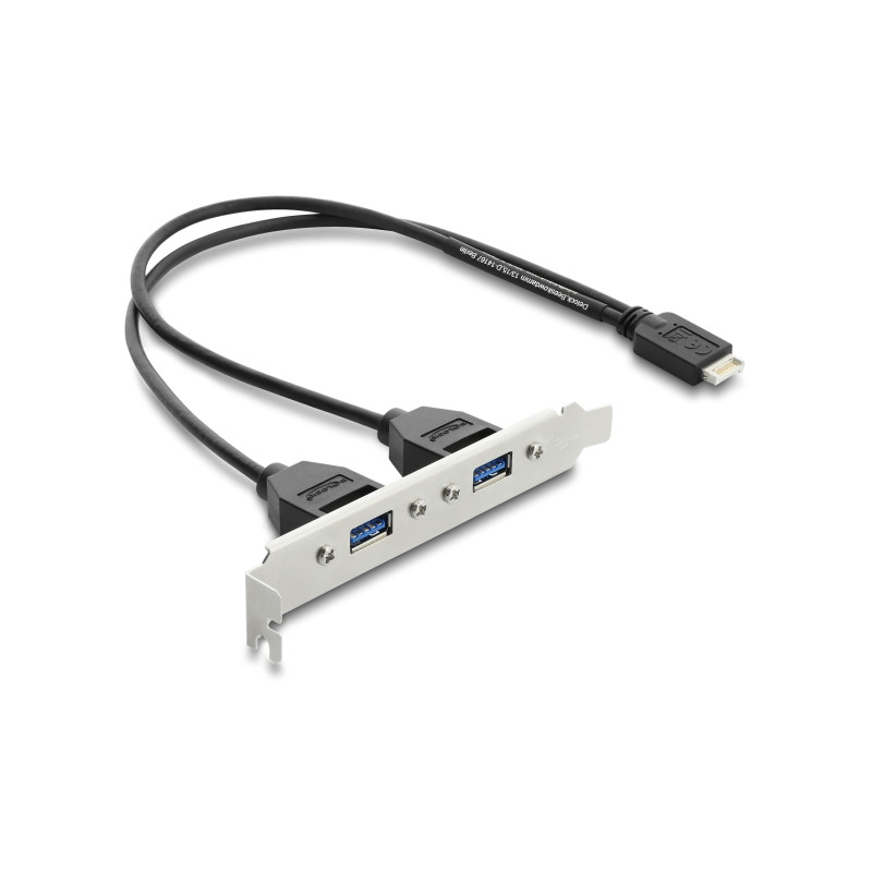 Delock USB Typ-E Key B Stecker zu 2 x USB 5 Gbps Typ-A Buchse mit Slotblech Anschlusskabel 35,5 cm