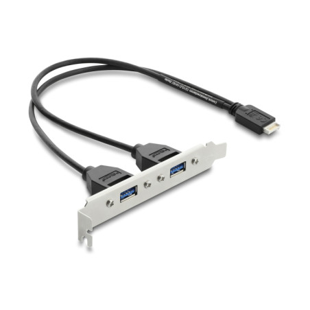 Delock USB Typ-E Key B Stecker zu 2 x USB 5 Gbps Typ-A Buchse mit Slotblech Anschlusskabel 35,5 cm