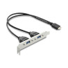 Delock USB Typ-E Key B Stecker zu 2 x USB 5 Gbps Typ-A Buchse mit Slotblech Anschlusskabel 35,5 cm
