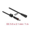 Delock DC Verlängerungskabel 5,5 x 2,1 mm Stecker zu Buchse mit Schraubverschluss M12 x 1,75 mm Gewinde wasserfest 18 AWG, 1 m s