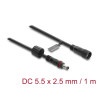 Delock DC Verlängerungskabel 5,5 x 2,5 mm Stecker zu Buchse mit Schraubverschluss M12 x 1,75 mm Gewinde wasserfest 18 AWG, 1 m s