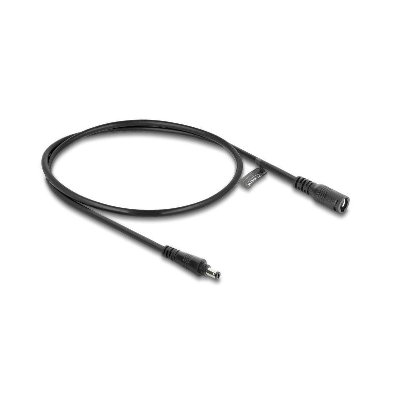 Delock DC Verlängerungskabel 5,5 x 2,1 mm Stecker zu Buchse mit Bajonettverschluss 18 AWG, 0,5 m schwarz