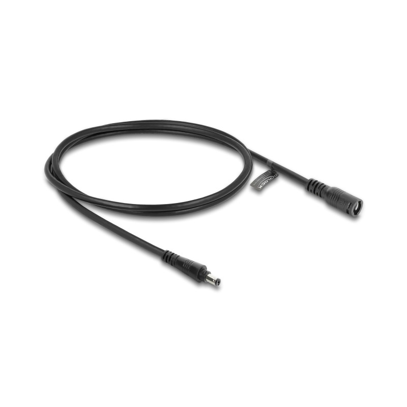 Delock DC Verlängerungskabel 5,5 x 2,1 mm Stecker zu Buchse mit Bajonettverschluss 18 AWG, 1 m schwarz