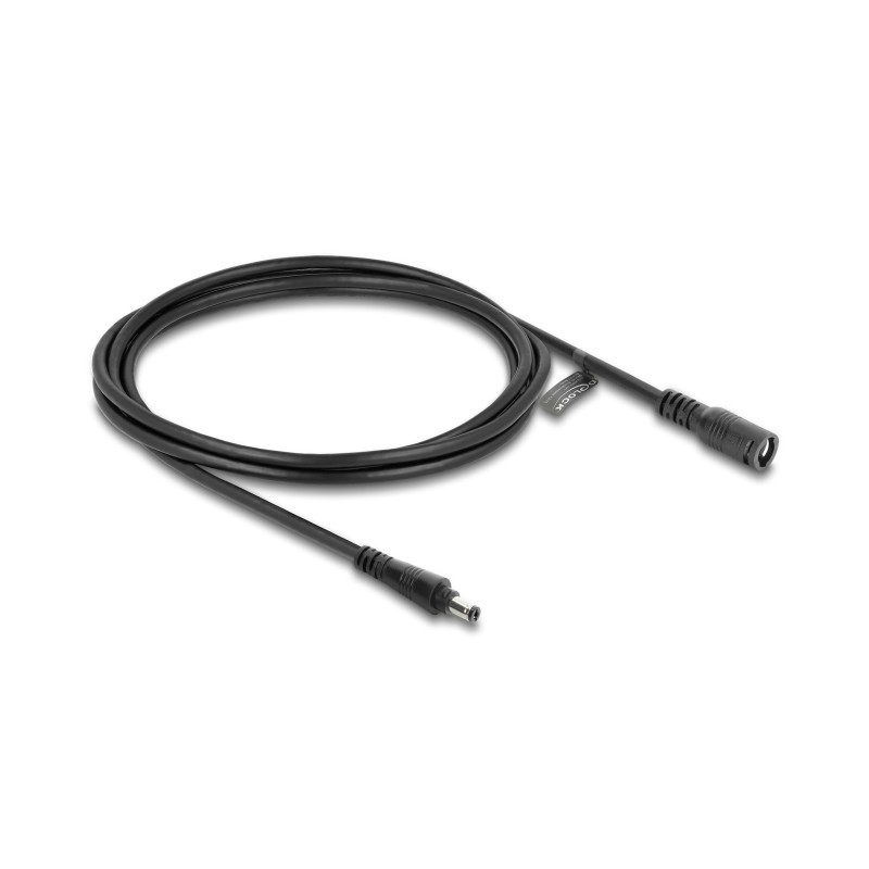 Delock DC Verlängerungskabel 5,5 x 2,1 mm Stecker zu Buchse mit Bajonettverschluss 18 AWG, 2 m schwarz
