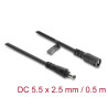 Delock DC Verlängerungskabel 5,5 x 2,5 mm Stecker zu Buchse mit Bajonettverschluss 18 AWG, 0,5 m schwarz