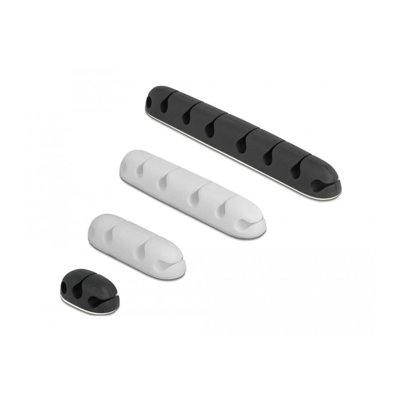Delock Kabelhalter selbstklebend Kombi Set 4 Stück schwarz / weiß