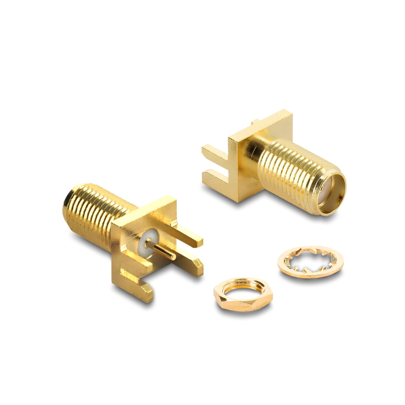 Delock SMA End-Launch-Buchse gerade an Leiterplatte bis 1,7 mm Gewindelänge 9 mm