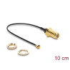 Delock Antennenkabel SMA Buchse zum Einbau zu I-PEX Inc., MHF® I Stecker 1.13 10 cm Gewindelänge 10 mm