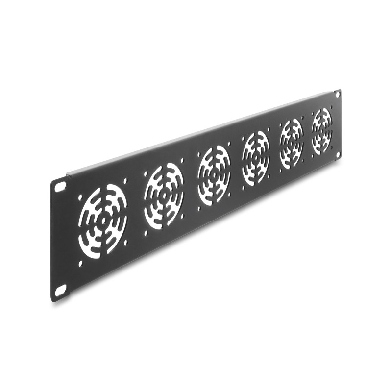 Delock 19″ 2 HE Rackblende für 6 Lüfter 60 x 60 mm dunkelgrau