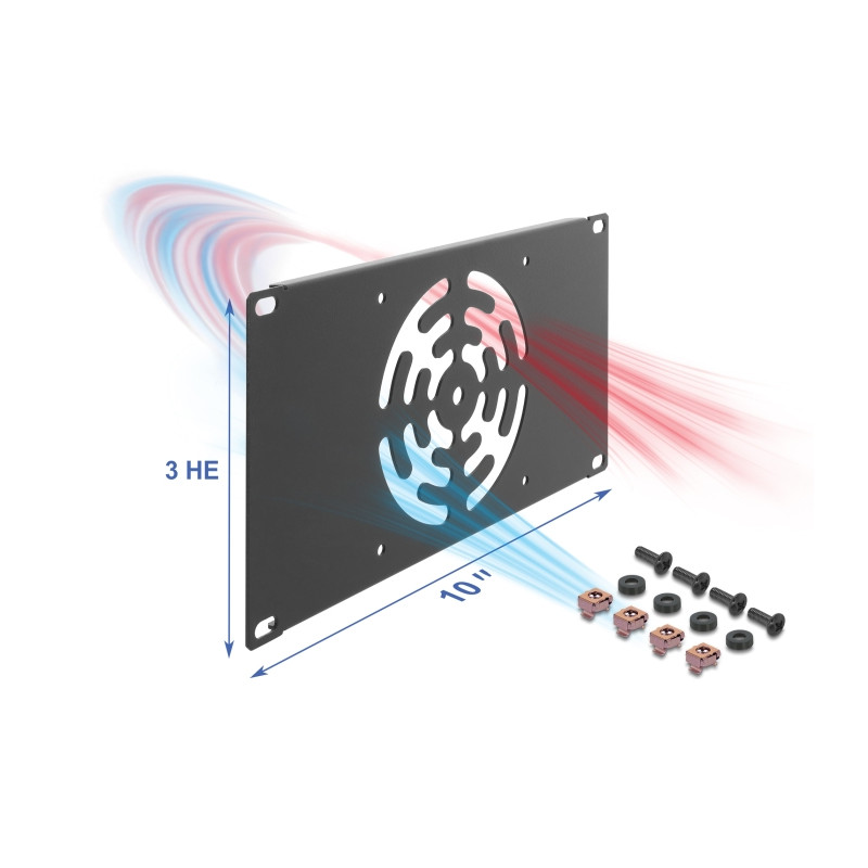 Delock 10″ 3 HE Rackblende für 1 Lüfter 120 x 120 mm dunkelgrau
